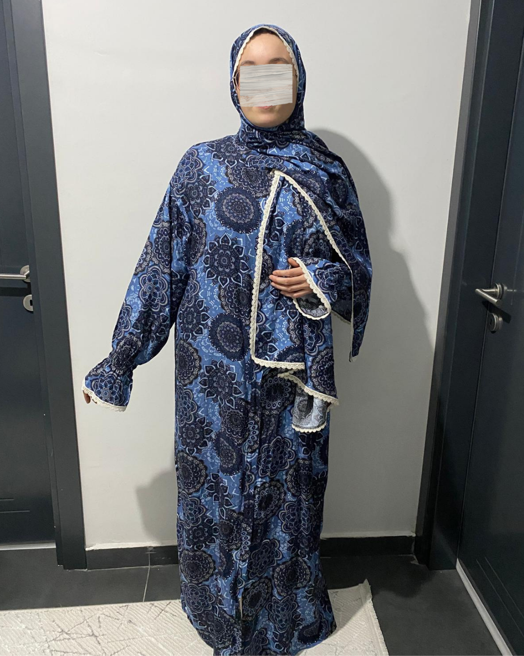 Liya Pamuklu Desenli Namaz Elbisesi