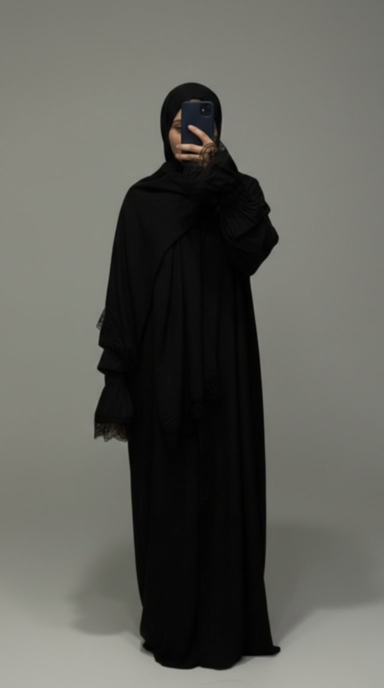 Liya Pamuklu Siyah Namaz Elbisesi