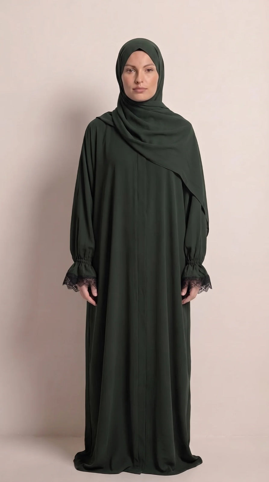 Liya Pamuklu Yeşil Namaz Elbisesi