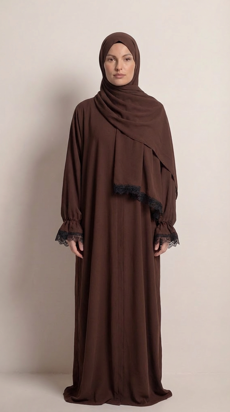 Liya Pamuklu Kahve Namaz Elbisesi
