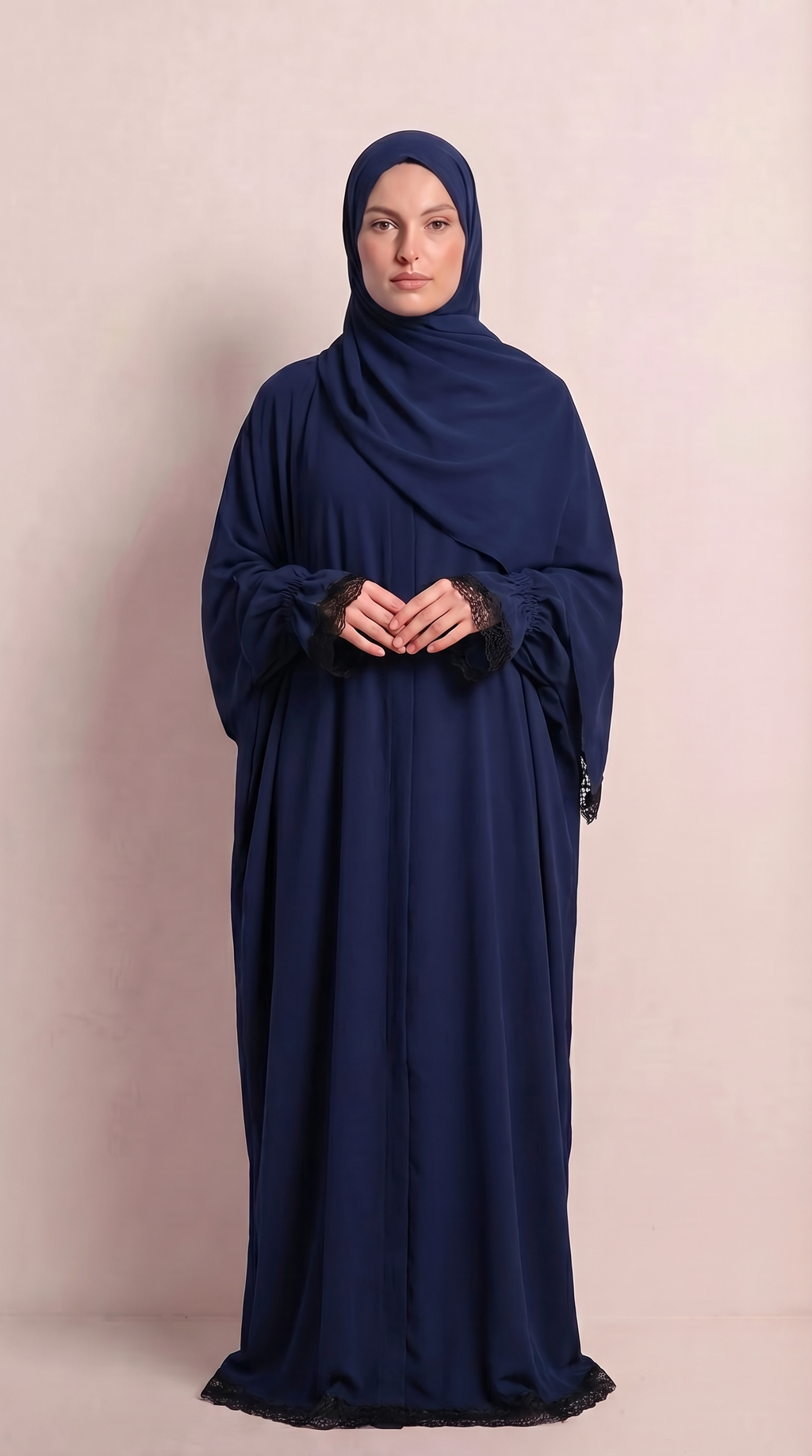 Liya Pamuklu Lacivert Namaz Elbisesi