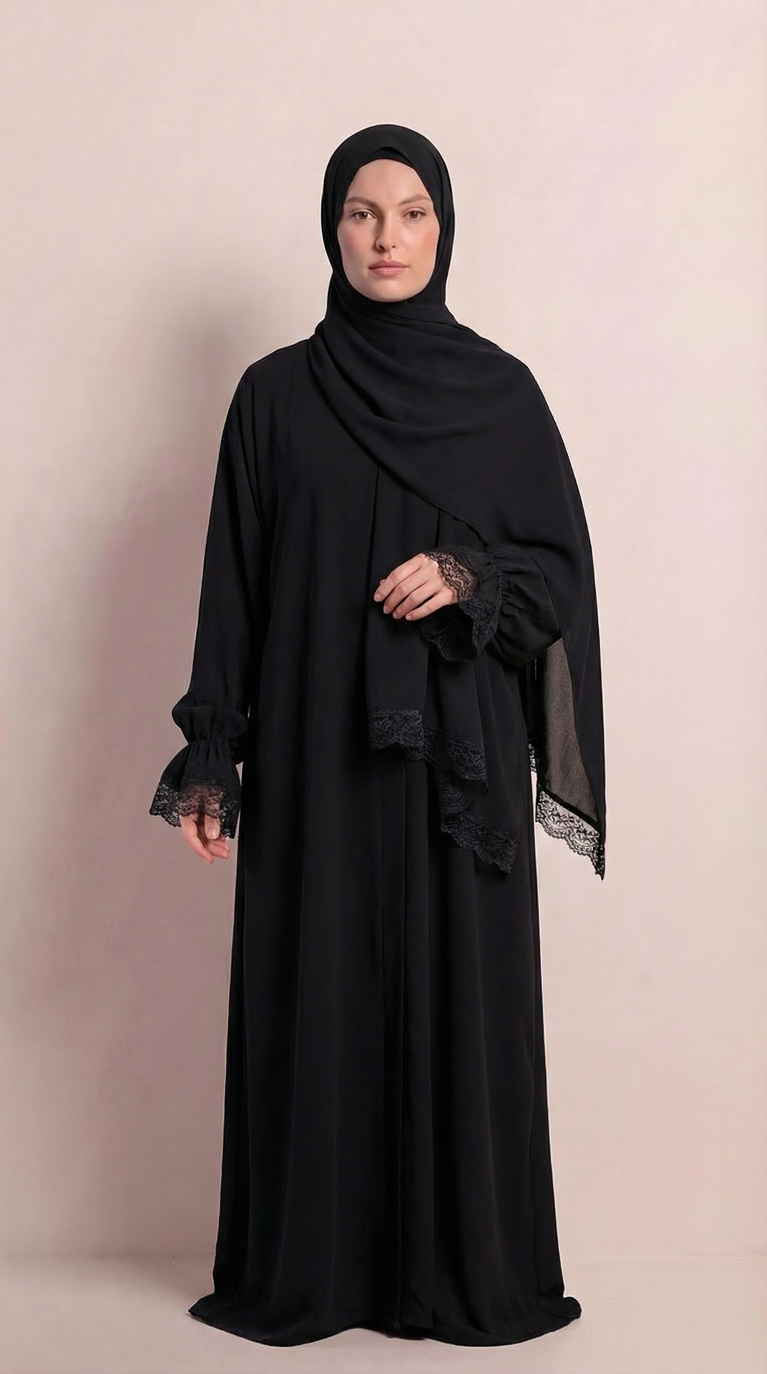 Liya Pamuklu Siyah Namaz Elbisesi