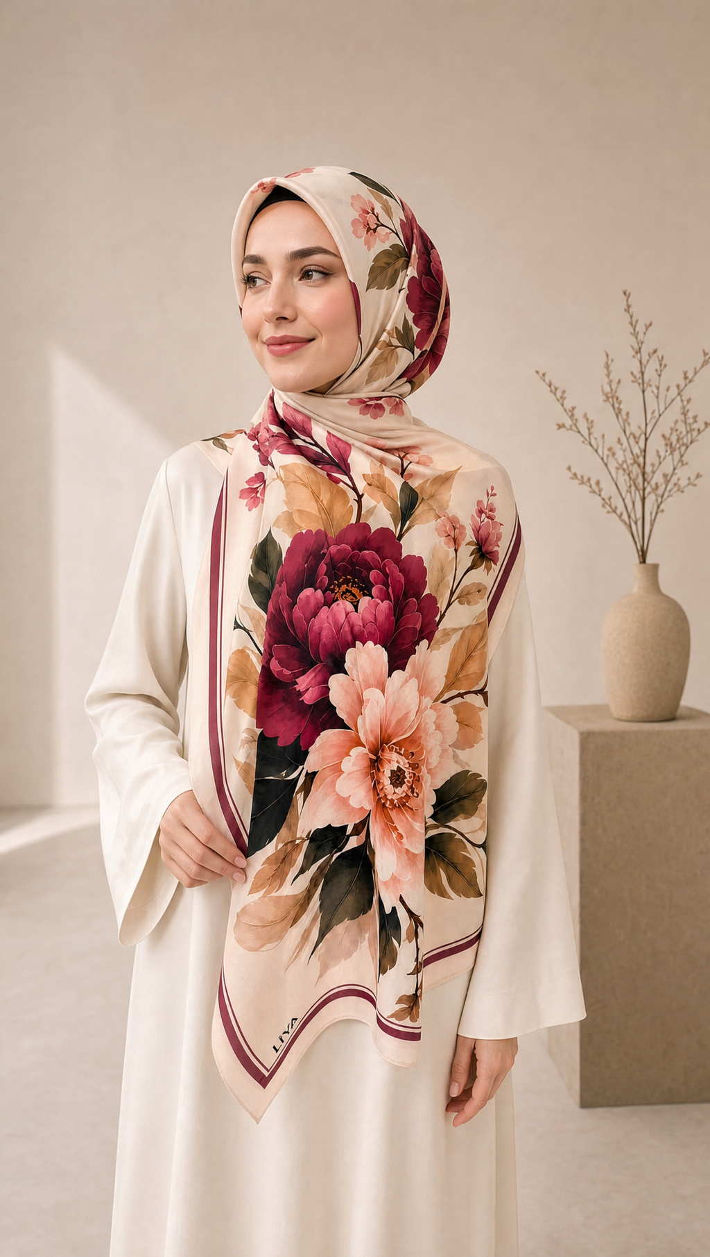 Lotus Serisi Soft Şal - Krem