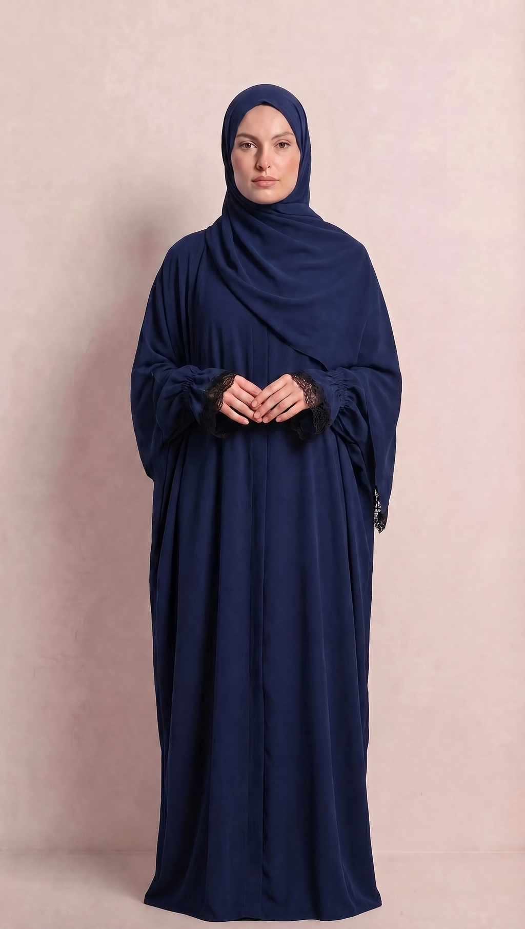 Liya Pamuklu Lacivert Namaz Elbisesi